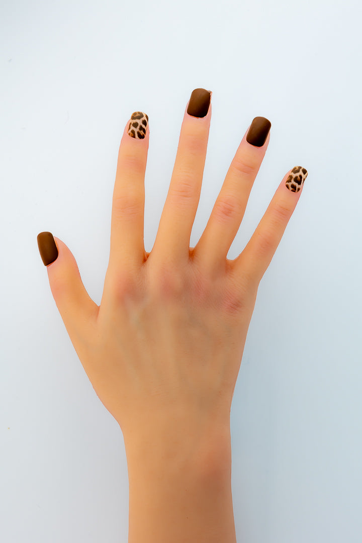 MissYes Press-On Nails Brown with Beige - Squoval