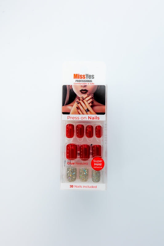 MissYes Press-On Nails Red - Squoval