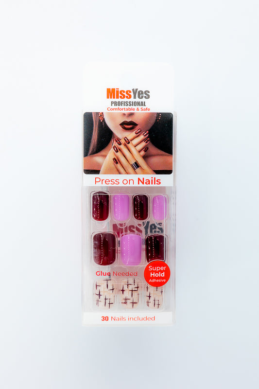 MissYes Press-On Nails Bearable with Light Bearable and White - Squoval