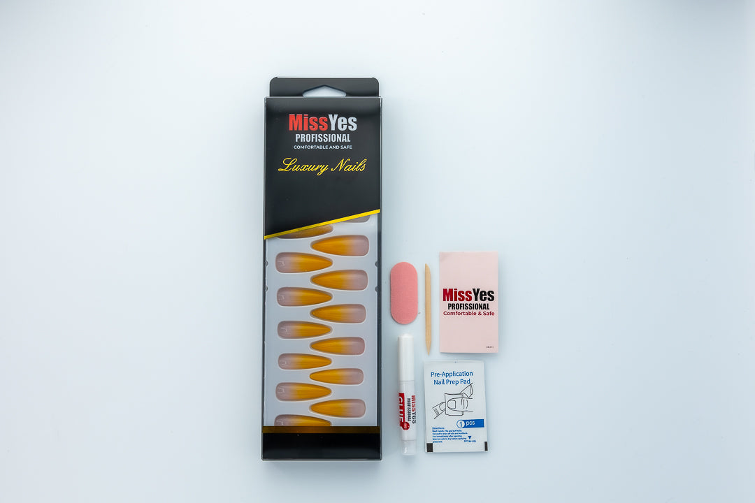 MissYes Press-On Nails Nude Yellow - Stiletto