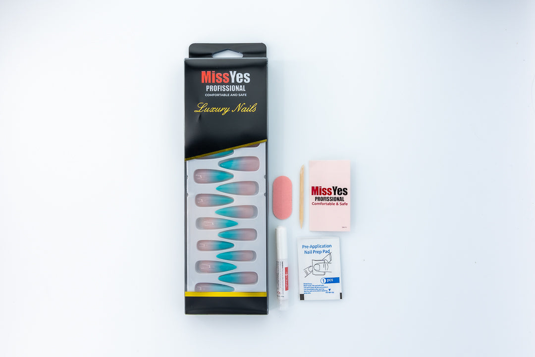 MissYes Press-On Nails Nude Blue - Stiletto