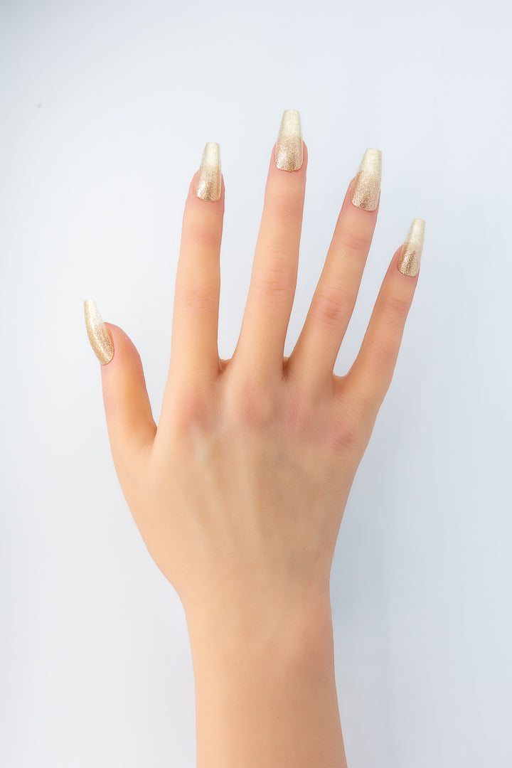 MissYes Press-On Nails Gold Brilliant - Coffin