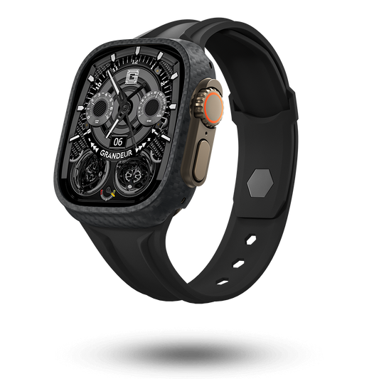 Carbon Fiber Apple Watch Case - Charcoal Black Strap
