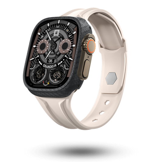 Carbon Fiber Apple Watch Case - Pink Strap