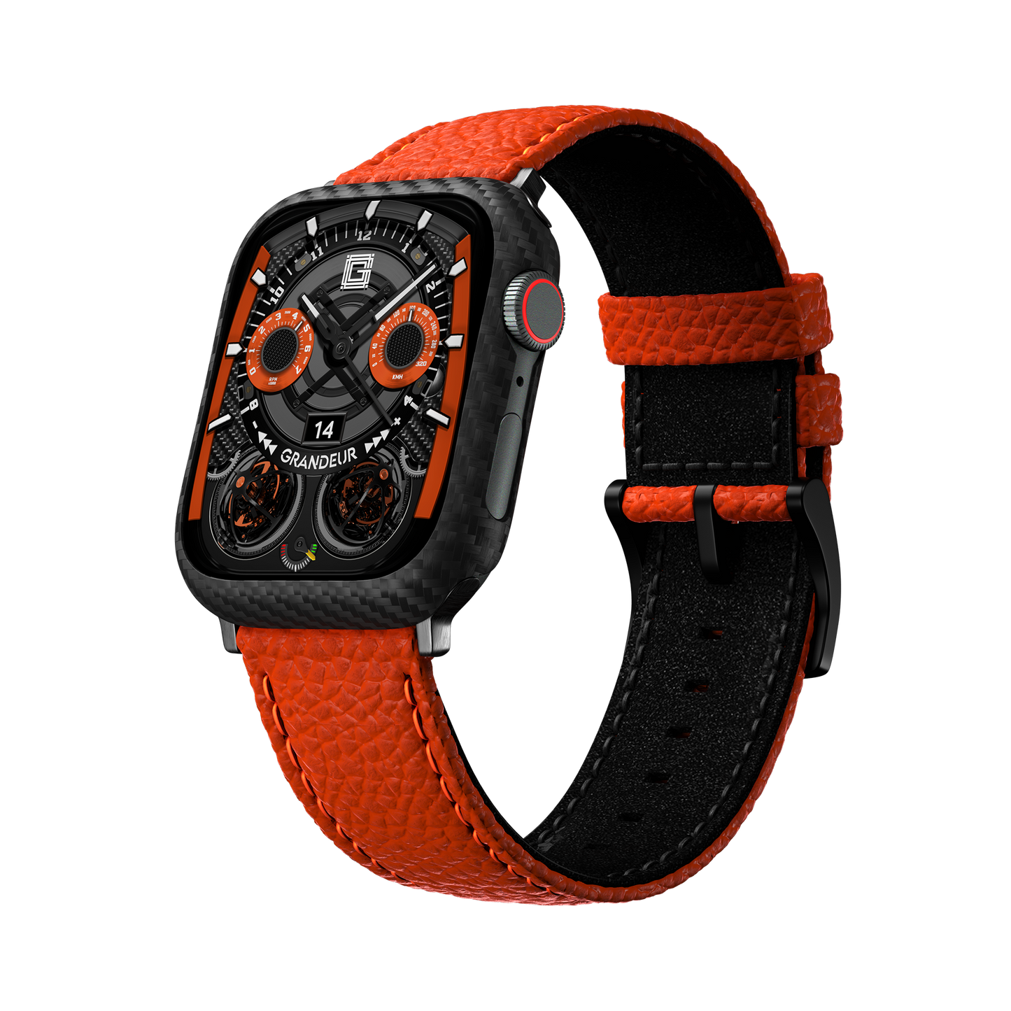 Togo Leather Apple Watch Strap - mandarin orange