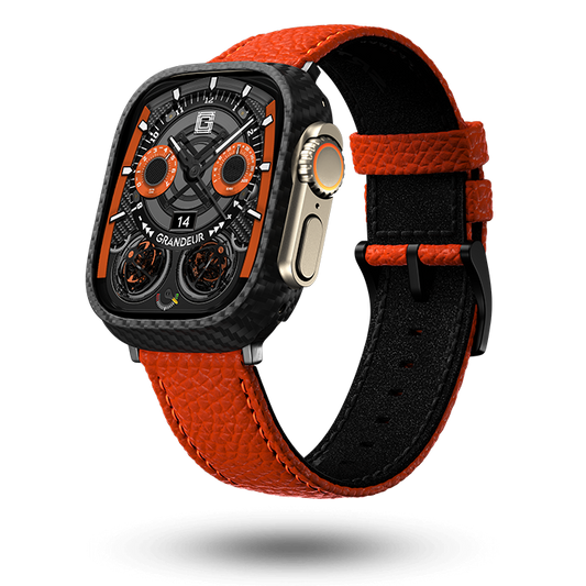 Togo Leather Apple Watch Strap - mandarin orange